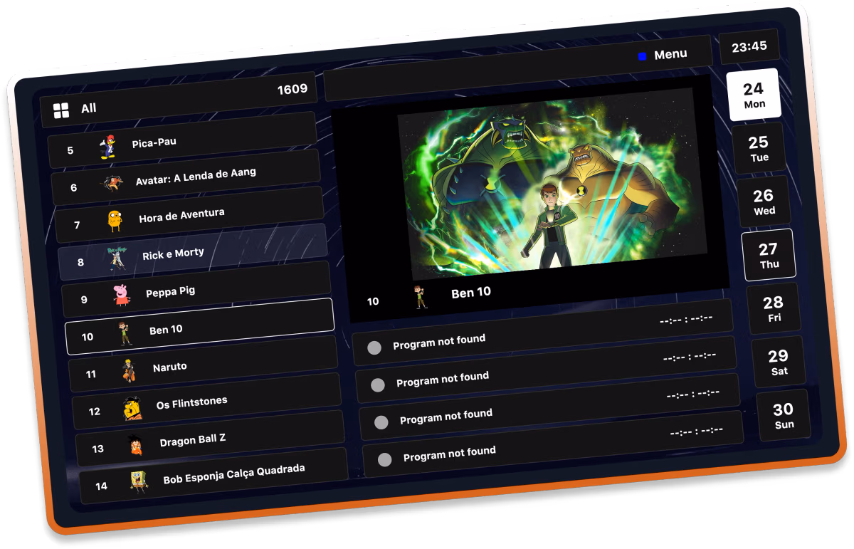 TIVI player channel guide